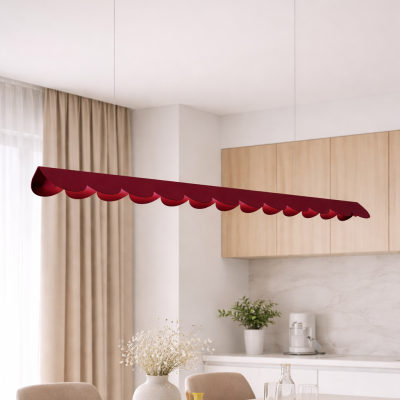 Wisząca lampa z falowanym kloszem Biscuit - burgundowa