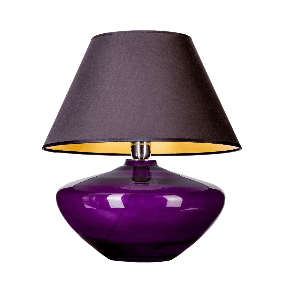Lampa stołowa Madrid z fioletową podstawą ze szkła - sklep internetowy Ryssa