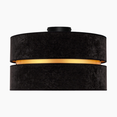 Czarny plafon sufitowy Duo z materiałowym abażurem