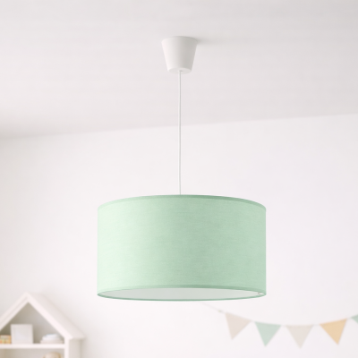 Dziecięca lampa wisząca z zielonym abażurem Rondo