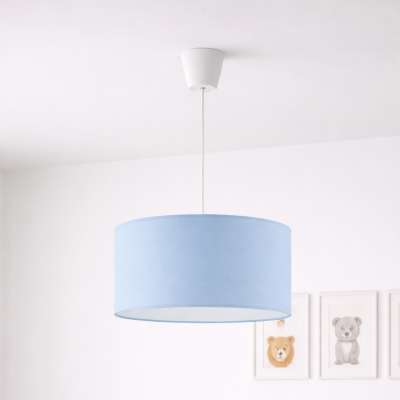 Lampa dziecięca wisząca z niebieskim abażurem Rondo
