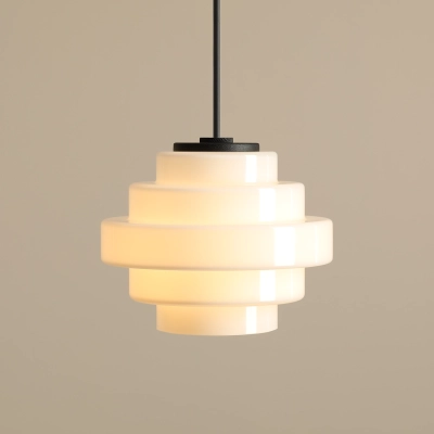 Mlecznobiała lampa wisząca Filo ⌀14 - klosz w stylu retro