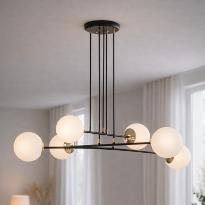 Duża lampa wisząca Zion II ze złotymi elementami