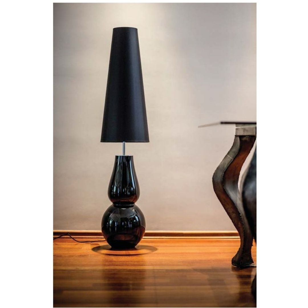 Czarna lampa podłogowa ze szkła Milano - sklep internetowy Ryssa