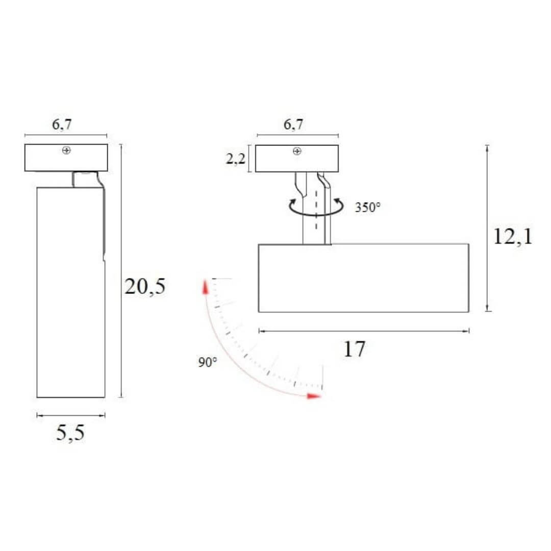 Czarny reflektor sufitowy Shinemaker LED z regulacją