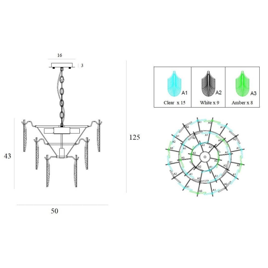 Oryginalna lampa wisząca Arwena ze złotym wykończeniem