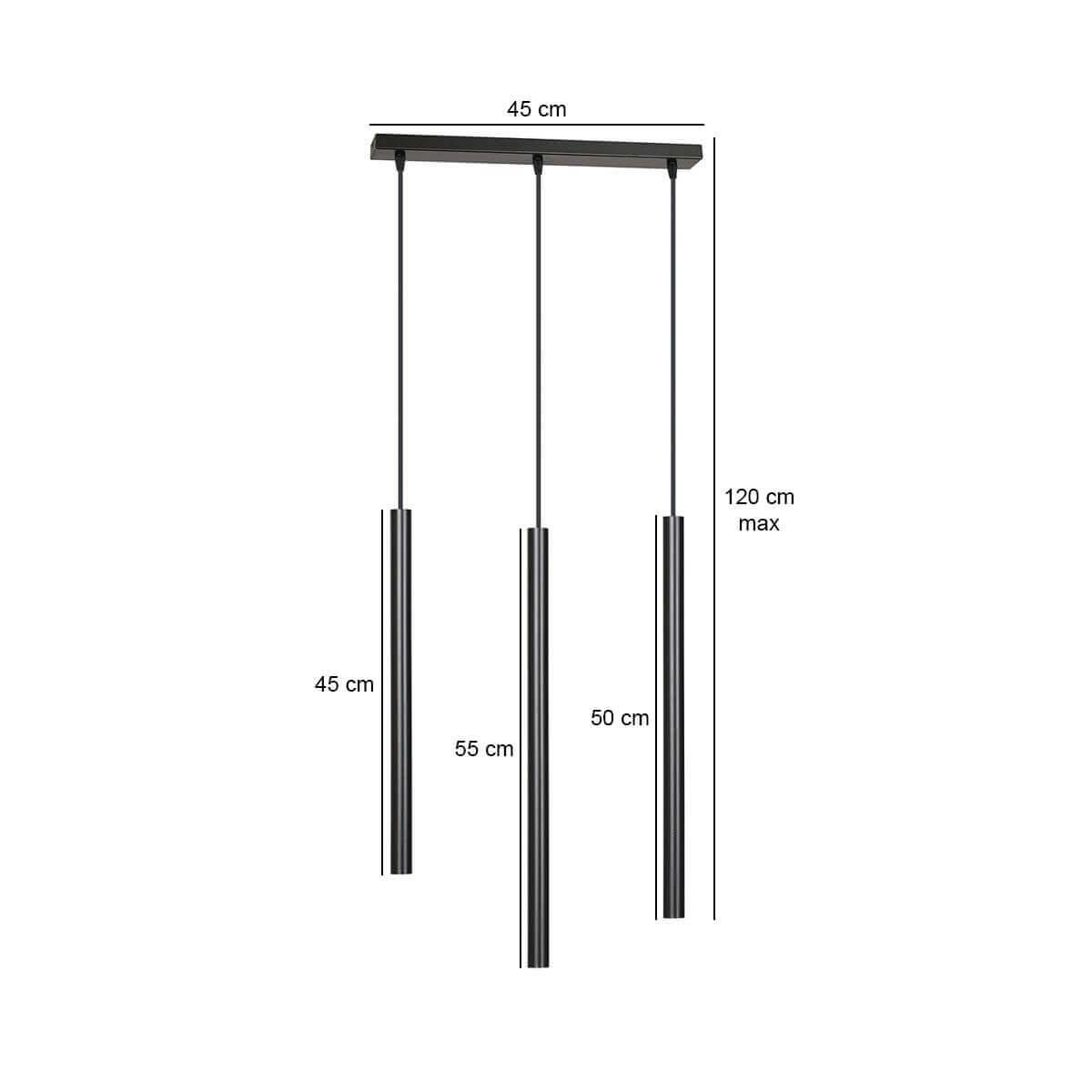 Potrójna lampa wisząca Aiden 3 z podłużnymi spotami