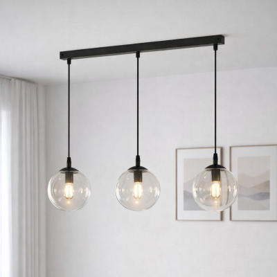 Transparentna lampa wisząca Blair 3 z kulistymi kloszami