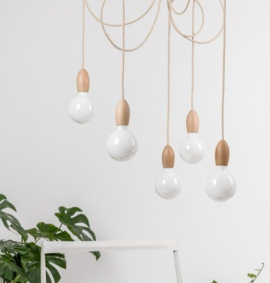 Lampa wisząca pająk z drewna LOFT MULTI ECO LINE 5