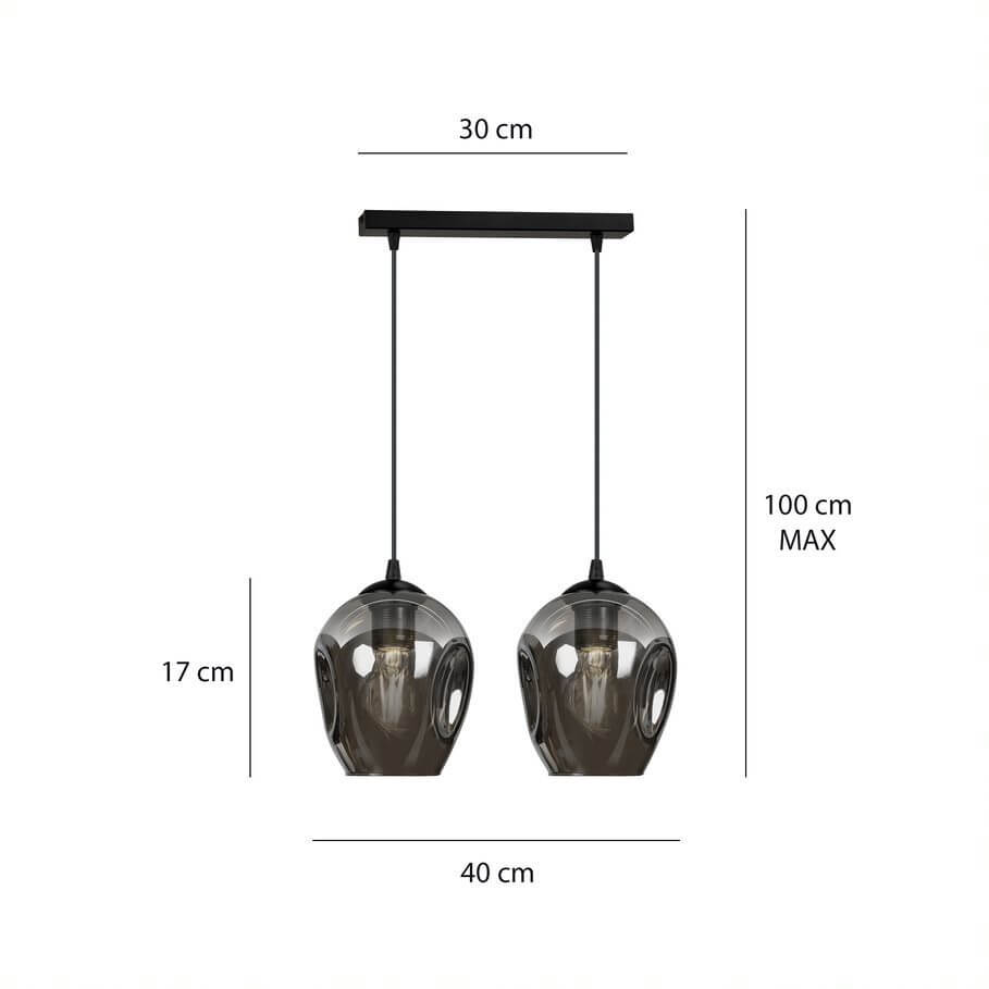 Podwójna wisząca lampa Ava 2 z połyskiem