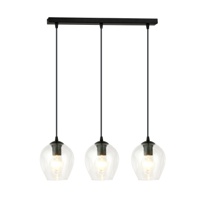 Czarna lampa wisząca Ava 3 z transparentnymi kloszami