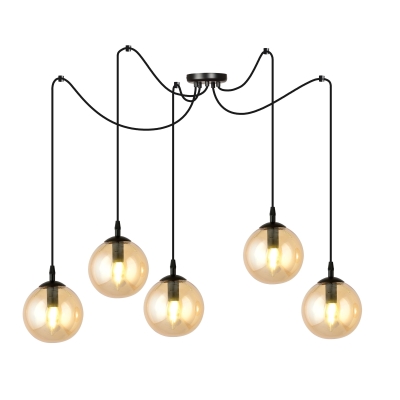 Rozłożysta lampa wisząca Blair 5 Spider z kulistymi kloszami
