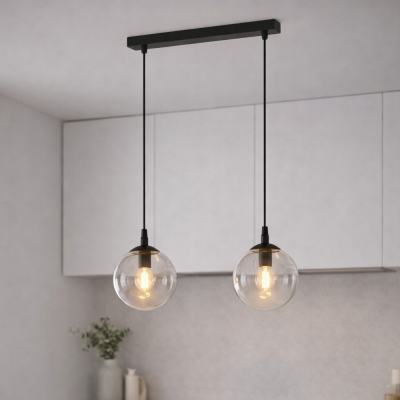 Industrialna lampa wisząca Blair 2 na czarnym stelażu