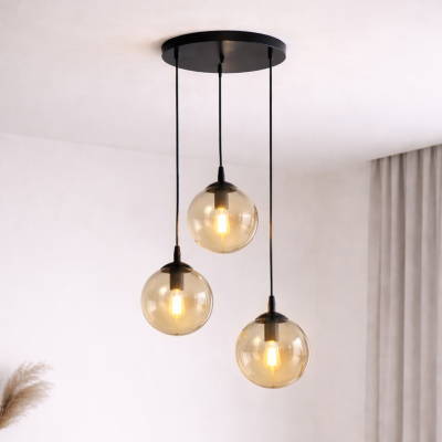 Kaskadowa lampa wisząca Blair 3 Ring w miodowym kolorze