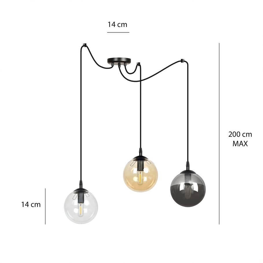 Trójkolorowa lampa wisząca Blair 3 Spider z połyskiem