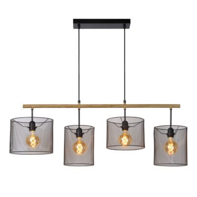 Podłużna lampa wisząca z drucianymi kloszami Baskett