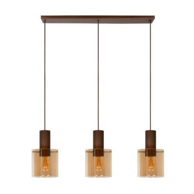 Potrójna lampa wisząca Toledo 3 na miedzianym stelażu