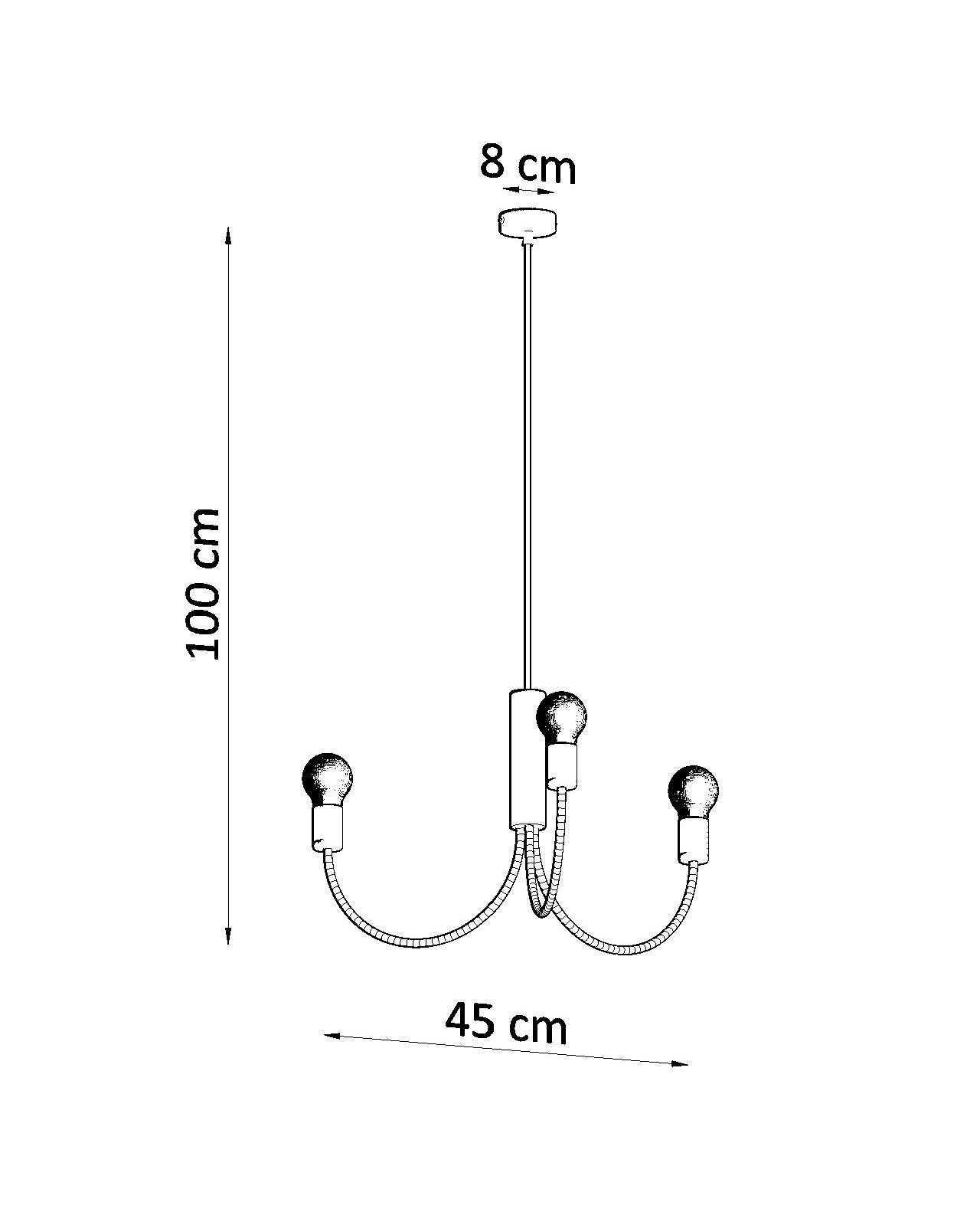 Prosty żyrandol Hook 3 w czarnym kolorze