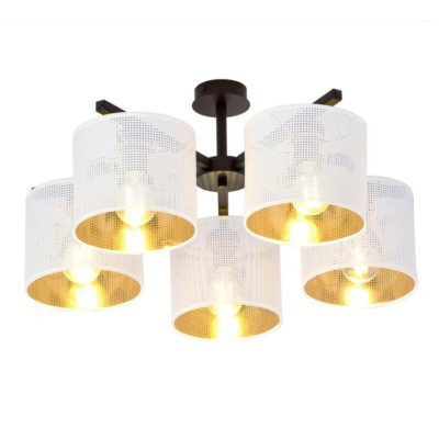 Metalowa lampa Carla 5 na sufit z siateczkowymi abażurami