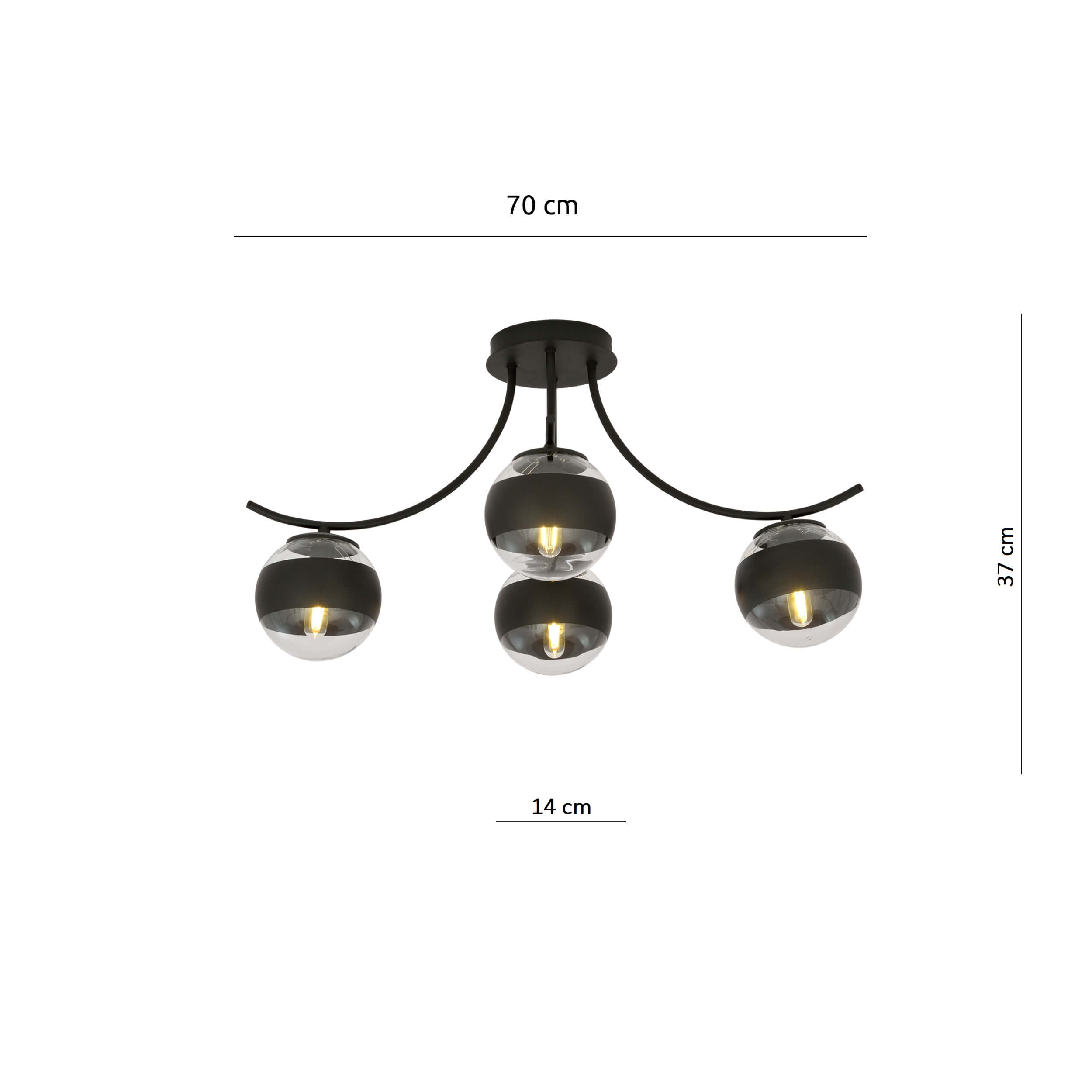 Sufitowa lampa Dali 4 w klasycznej czerni