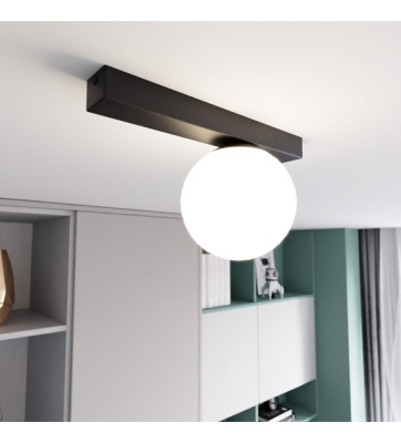 Szklana lampa sufitowa Pen z białym kloszem