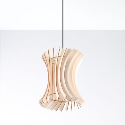 Żyrandol Roni z elementami naturalnego drewna