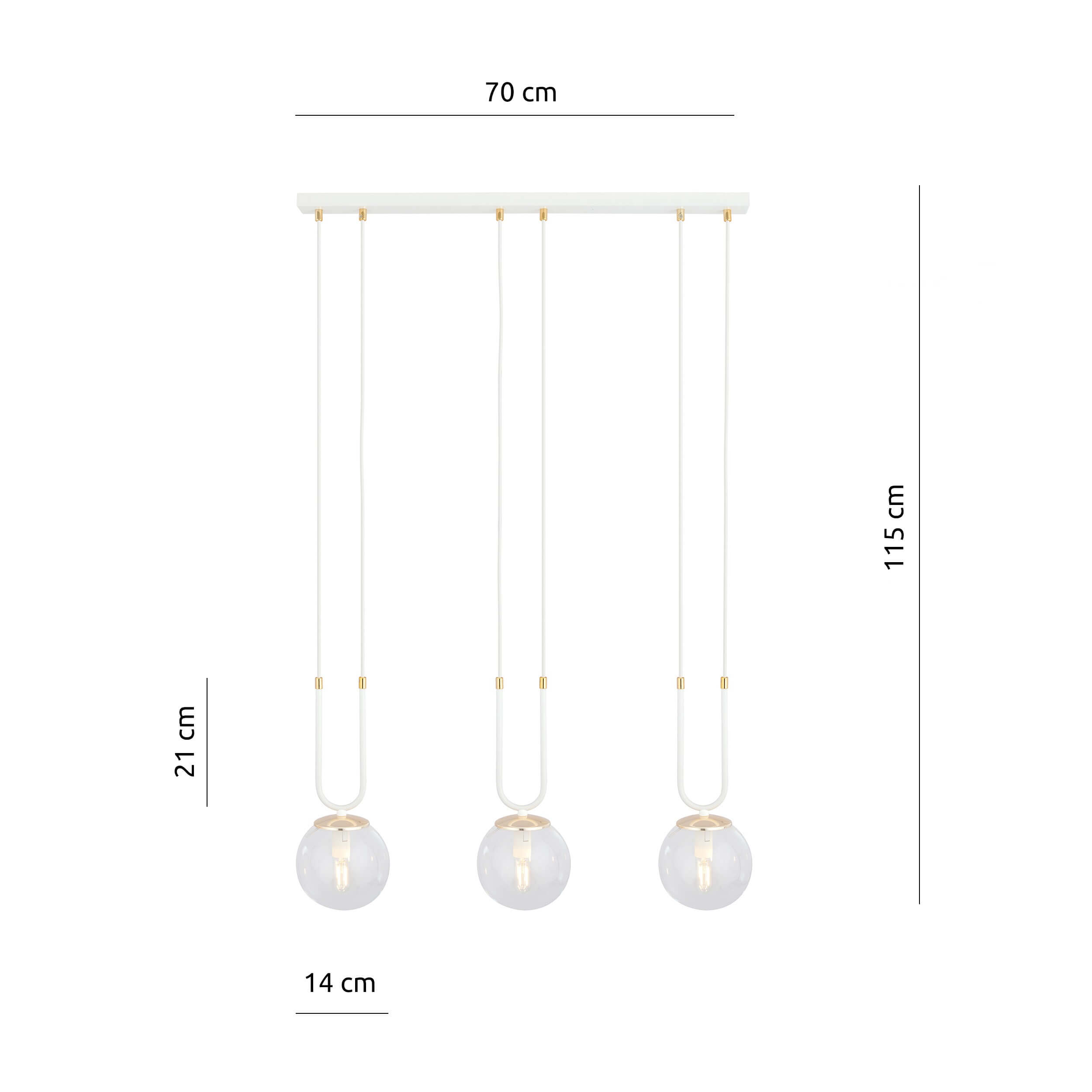 Potrójna lampa wisząca na listwie Marga 3