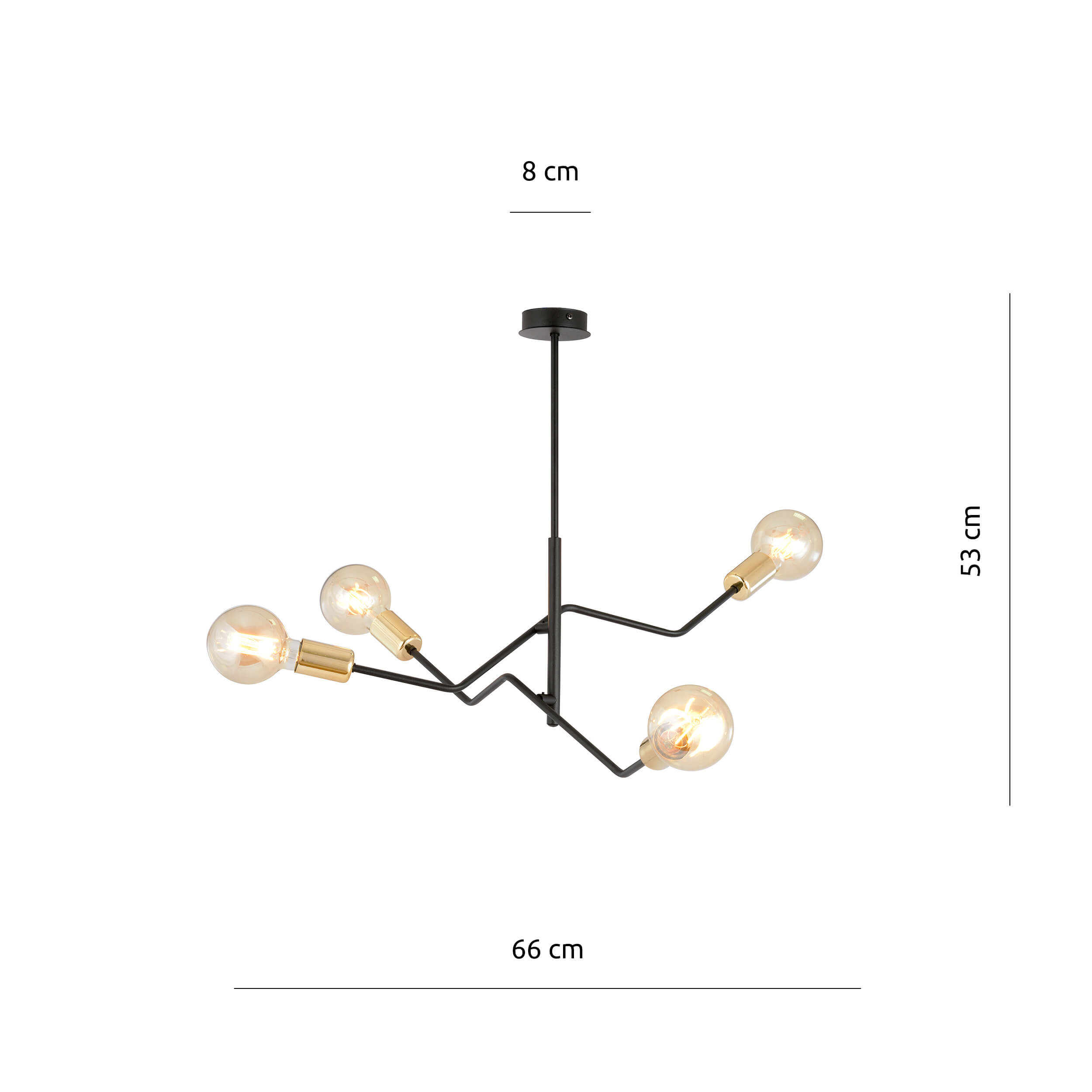 Czarna lampa sufitowa Otis 4 ze złotymi detalami
