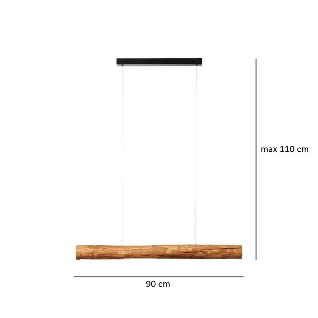 Drewniana lampa wisząca na czarnej listwie Odun LED M