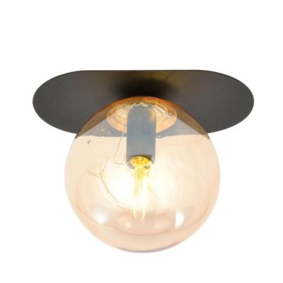 Czarna lampa sufitowa Rahim z miodowym kloszem