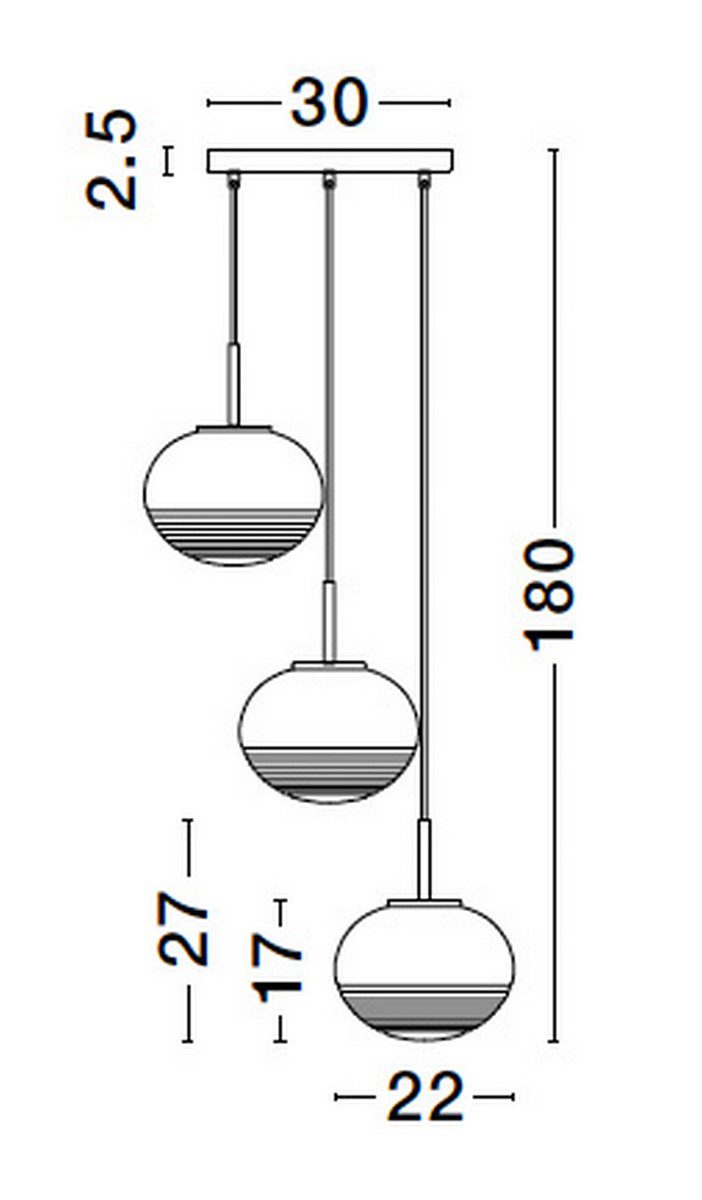 Złota lampa wisząca Haina 3 w stylu loftowym