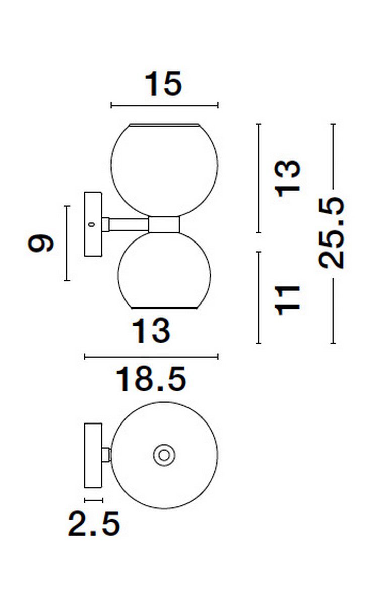 Podwójny kinkiet Repos A z przydymianym kloszem