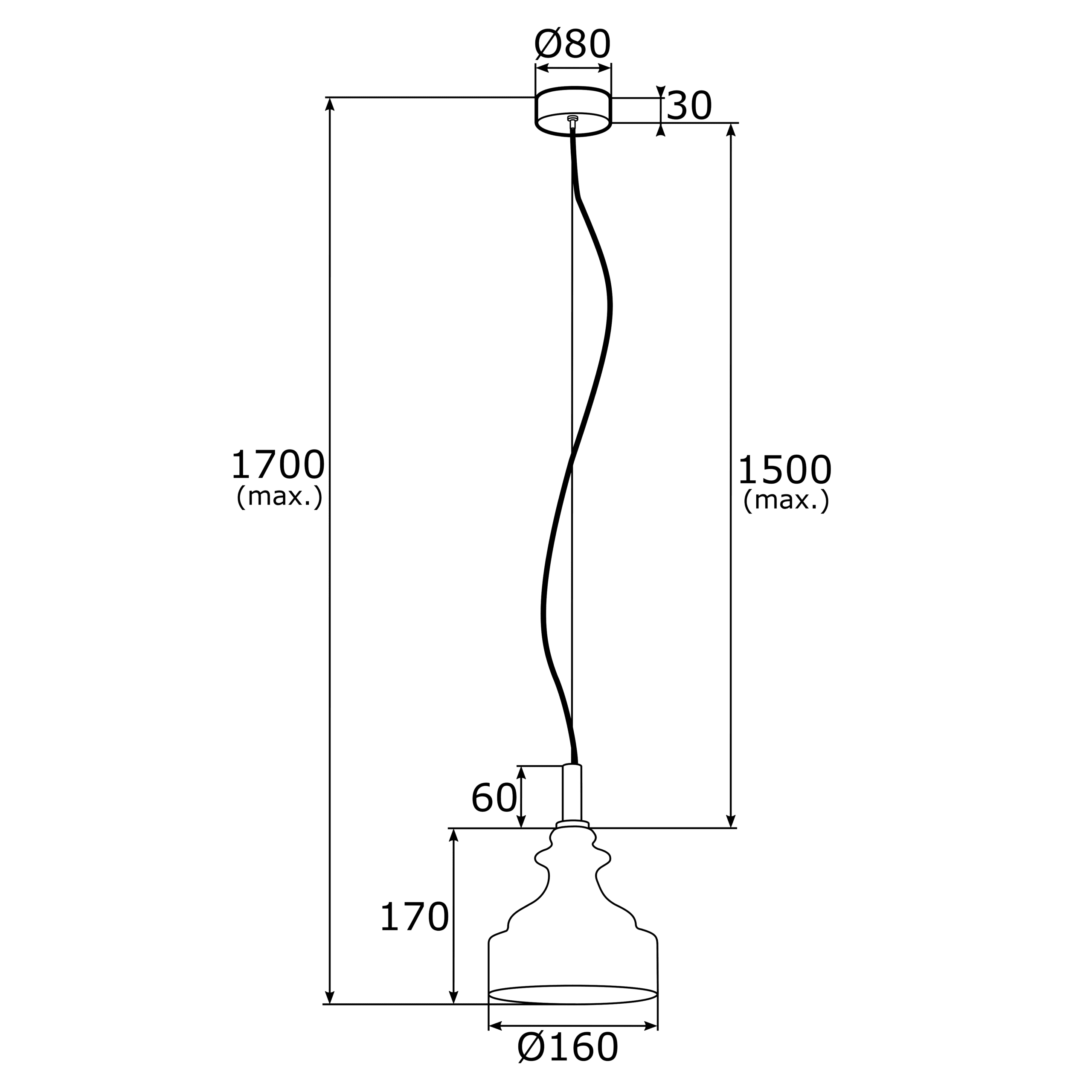 Lampa wisząca z kloszem z kryształowego szkła Cruz