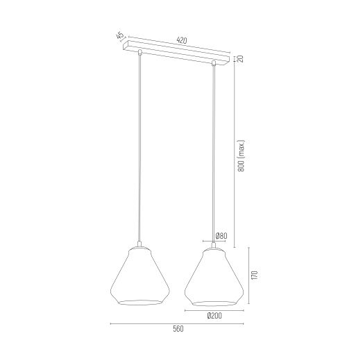 Lampa wisząca na listwie z ciekawymi kloszami Decorato 2