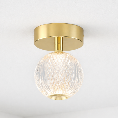 Złota lampa sufitowa ze zdobionym kloszem Cana