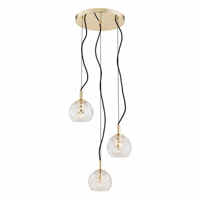 Lampa wisząca Oviedo 3 ze zdobionymi kloszami
