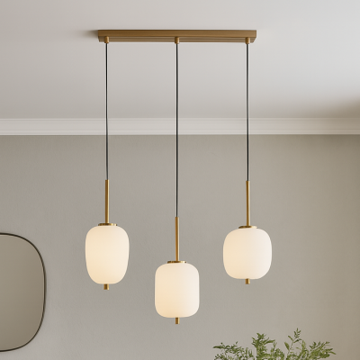 Lampa wisząca na listwie z kloszami o różnych kształtach Pilar 3