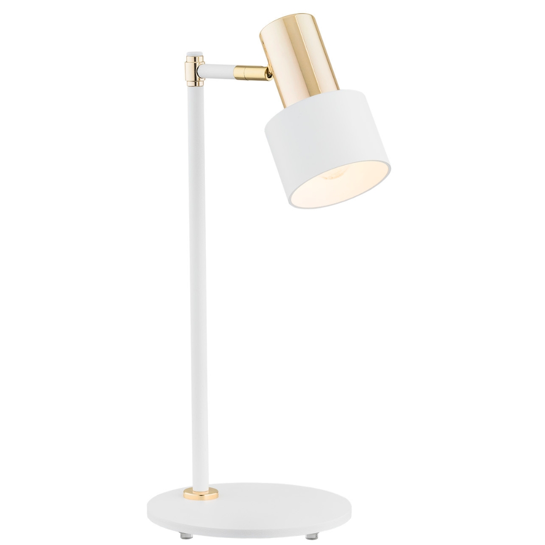 Nowoczesna lampka biurkowa biało złota Doria - sklep Ryssa