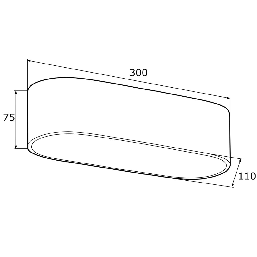 Chromowana plafoniera sufitowa Toni S o owalnym kształcie