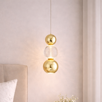 Złota lampa wisząca z transparentnym elementem Ponce B