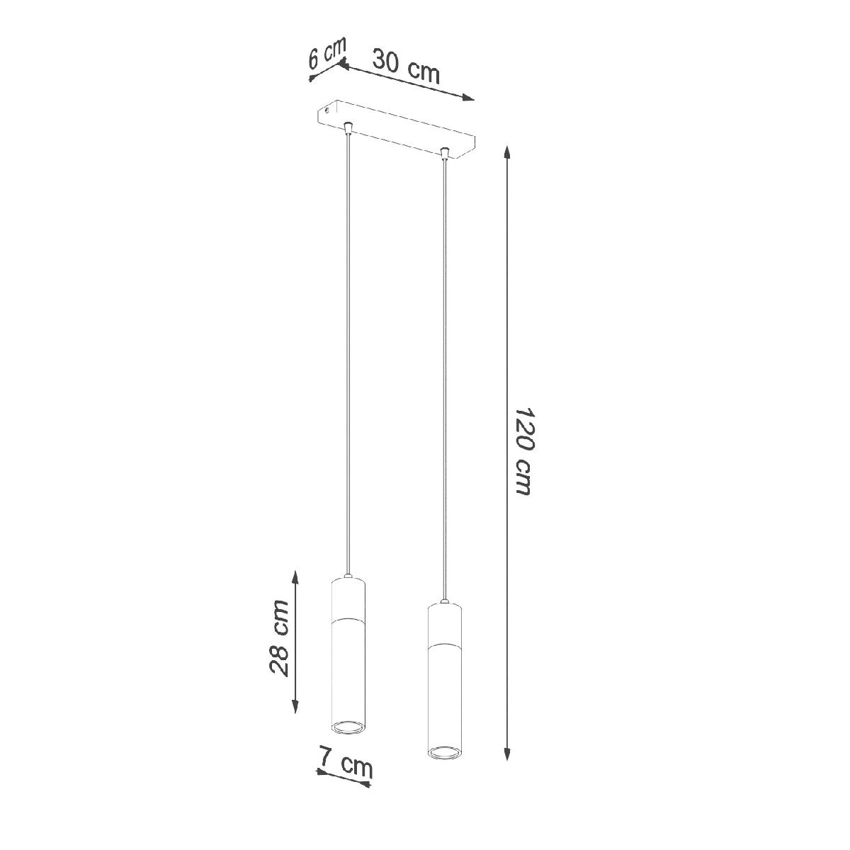 Podwójna lampa wisząca Tuluza 2 na drewnianej listwie