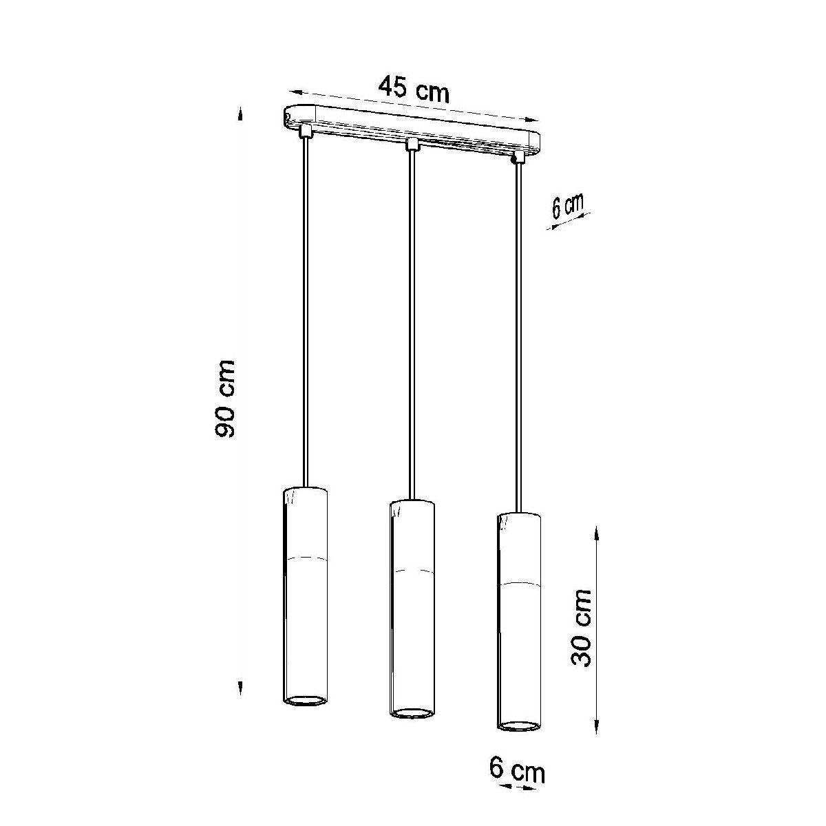 Lampa wisząca na czarnej listwie Igi Trio