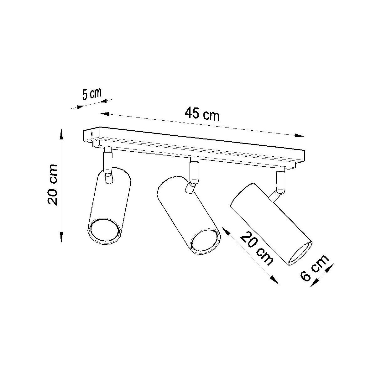 Lampa sufitowa Termi 3-płomienna z czarnym elementem