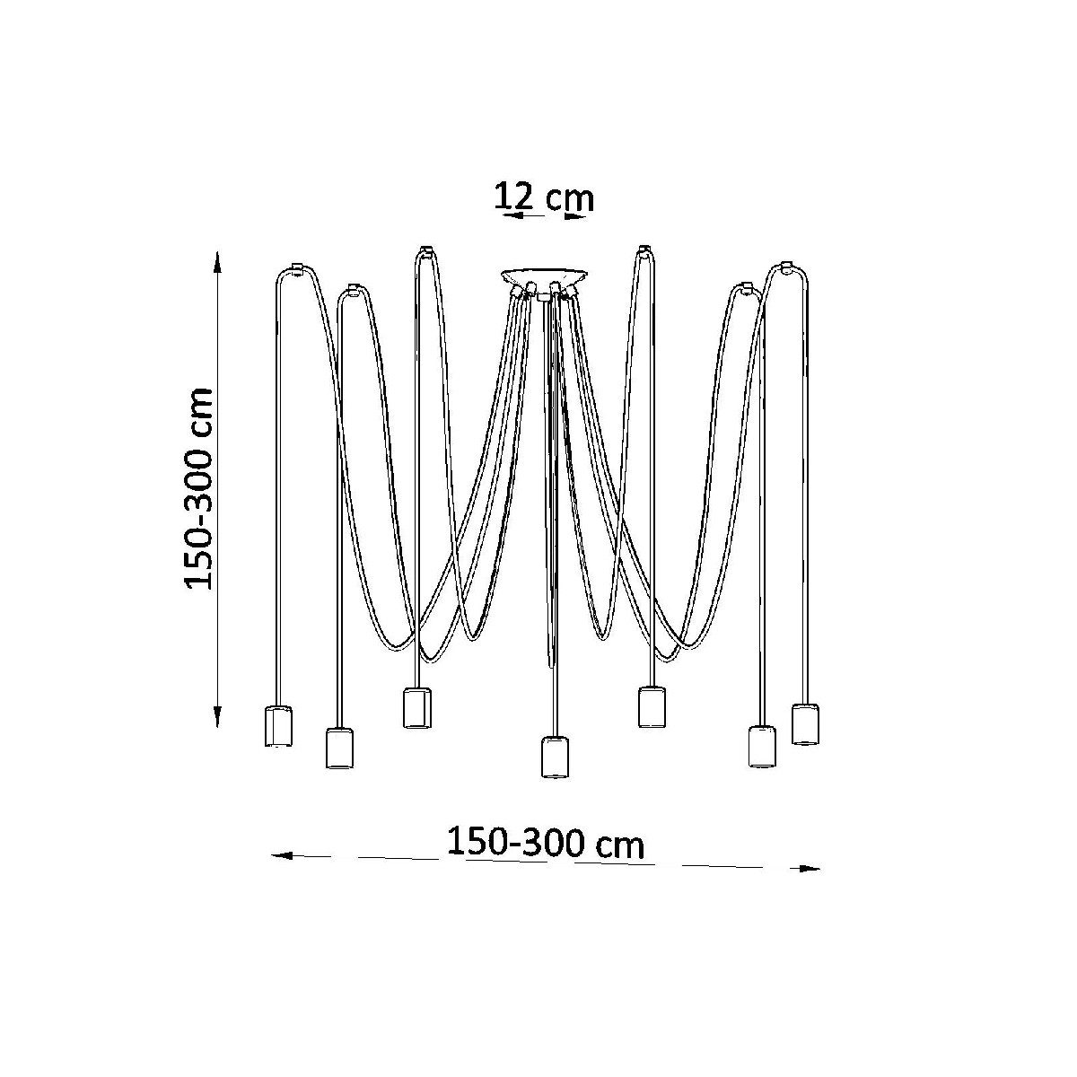 Czarna lampa wisząca pająk Peoria 7