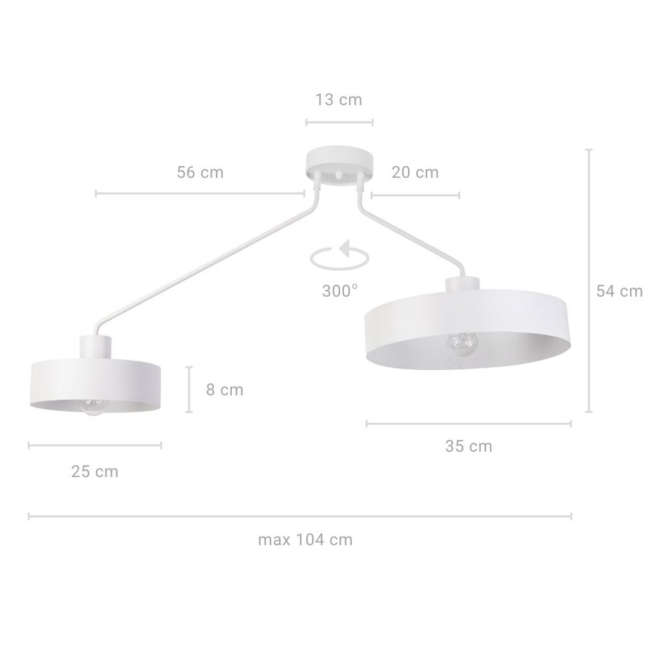 Podwójna lampa sufitowa na wysięgniku Jolie 2