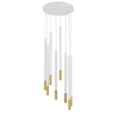 Biały żyrandol Togi Ring 8 ze złotymi elementami