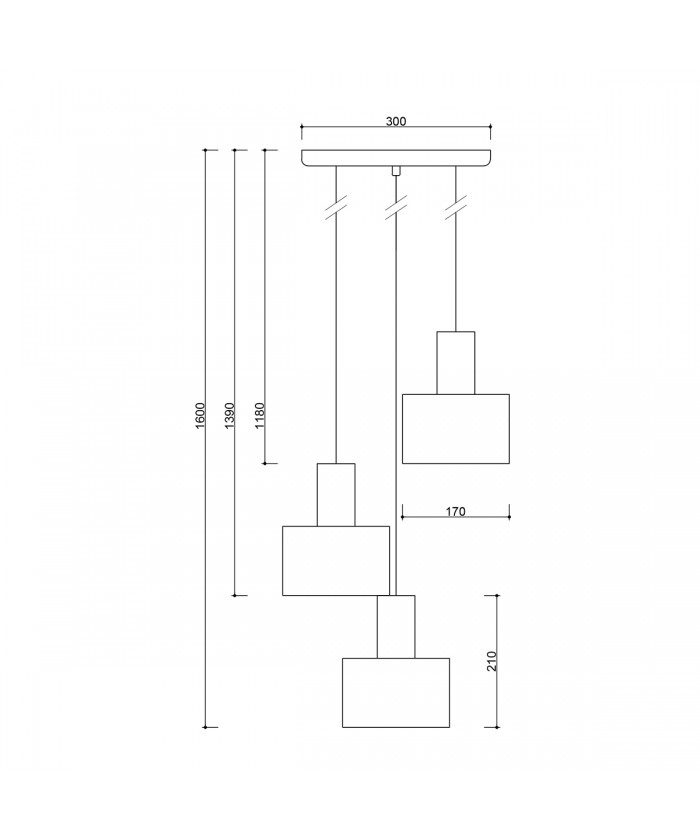 Lampa wisząca ENKEL 3P z metalowymi kloszami