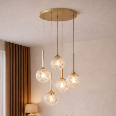 Kaskadowa lampa wisząca Pasto Ring 5 ze szklanymi kloszami