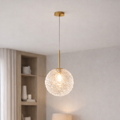 Pojedyncza lampa wisząca Pasto M ze zdobionym kloszem