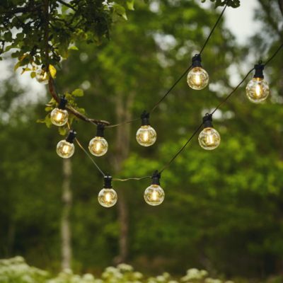 Czarna girlanda świetlna z okrągłymi kloszami 10 lampek